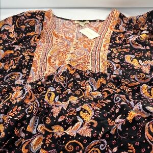 Anthropologie Black and Orange Paisley Blouse